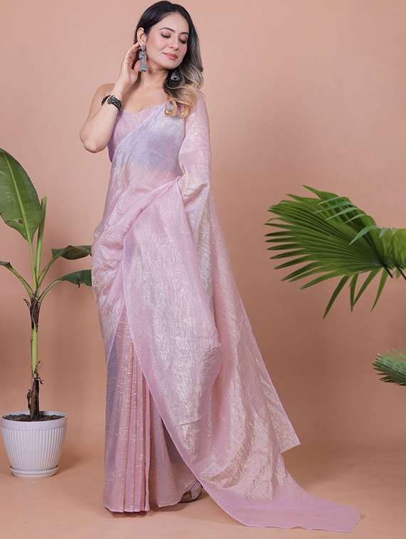 women solid plain saree with blouse - 22385406 -  Standard Image - 1