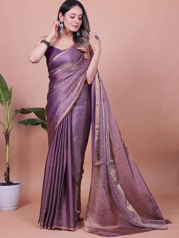 women solid plain saree with blouse