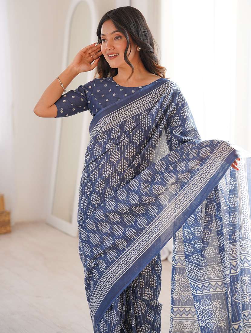 women printed casual wear saree with blouse - 22385433 -  Standard Image - 1