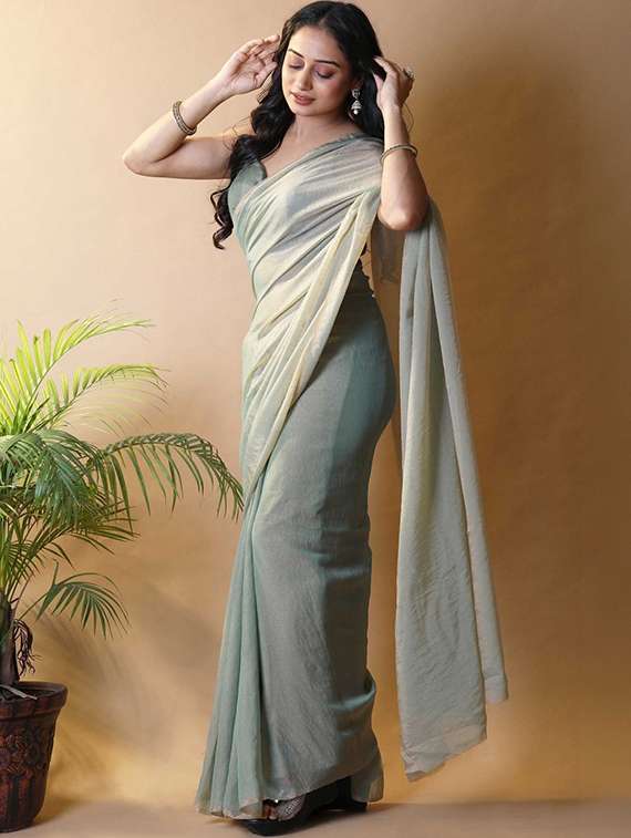 women solid plain saree with blouse