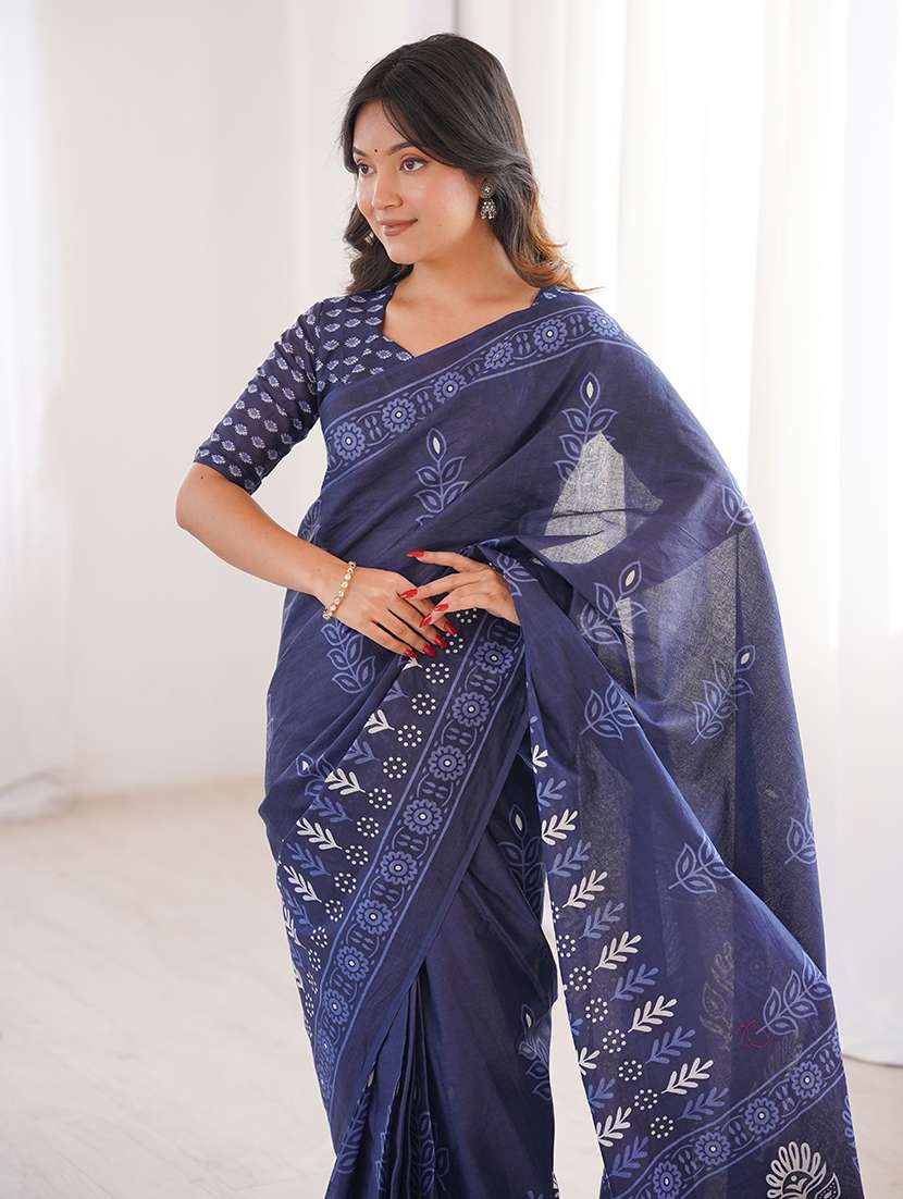 women printed casual wear saree with blouse - 22385464 -  Standard Image - 1