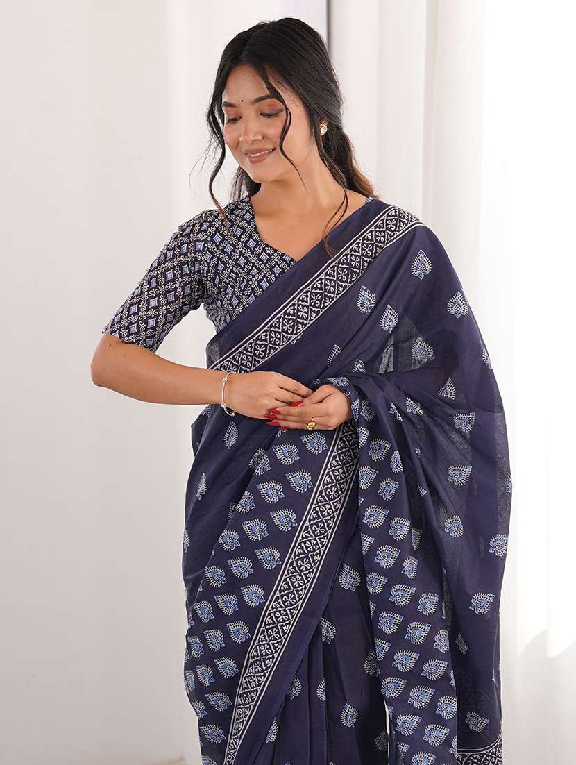 women printed casual wear saree with blouse - 22385472 -  Standard Image - 1