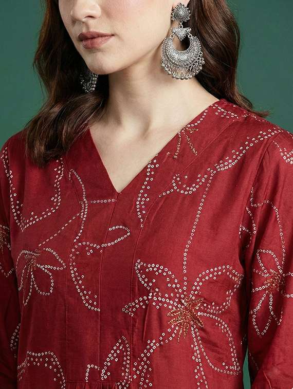 women printed three quarter sleeve kurta pant set - 22385493 -  Standard Image - 1