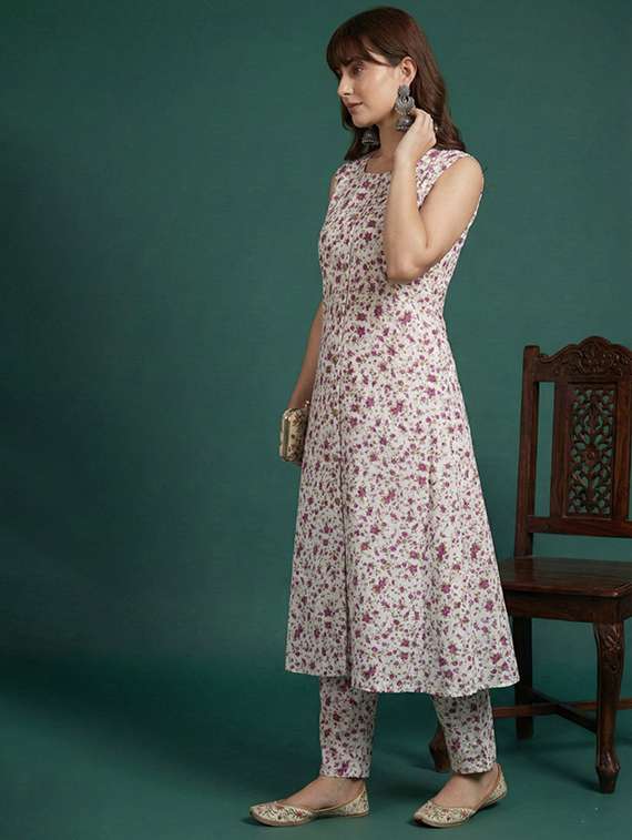 Women Printed Sleeveless Kurta Pant Set - 22385533 -  Standard Image - 1
