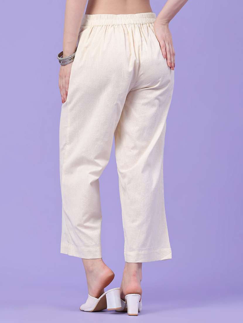 women solid mid rise straight fit trouser - 22385888 -  Standard Image - 4