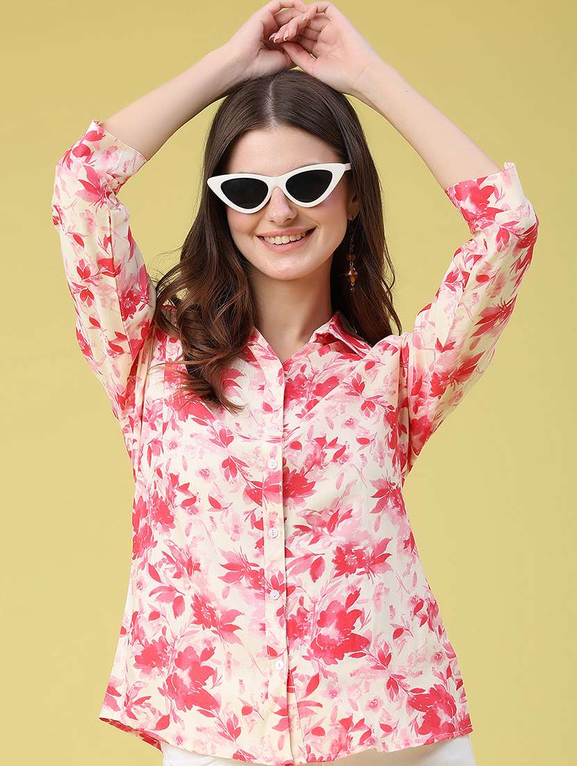 women printed collared casual shirt 