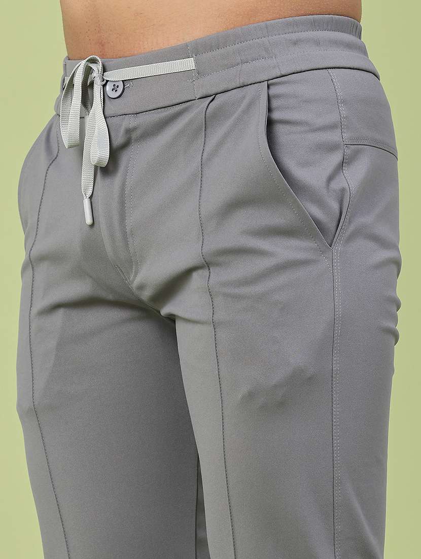 men solid mid rise flat front trouser - 22386471 -  Standard Image - 1