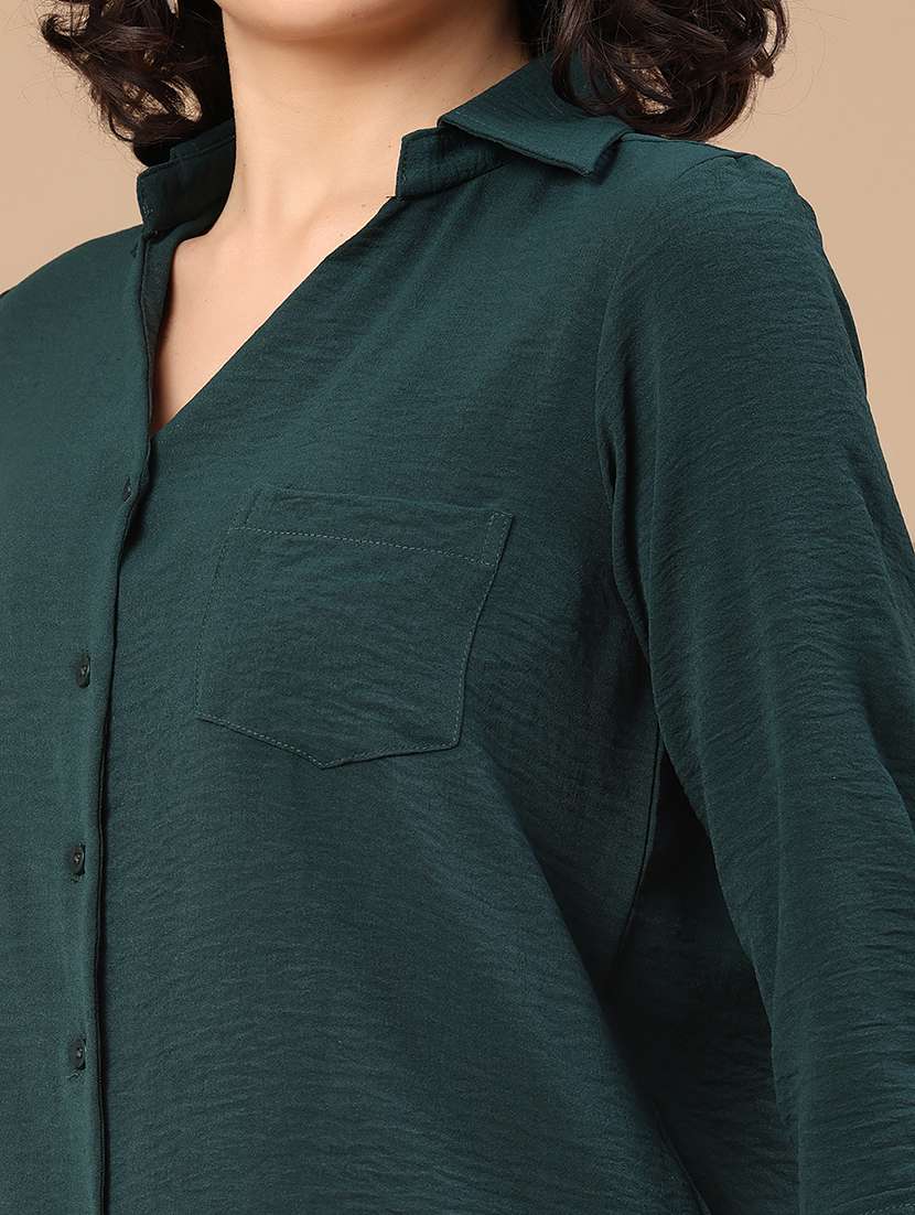 women solid collared regular shirt - 22386484 -  Standard Image - 1