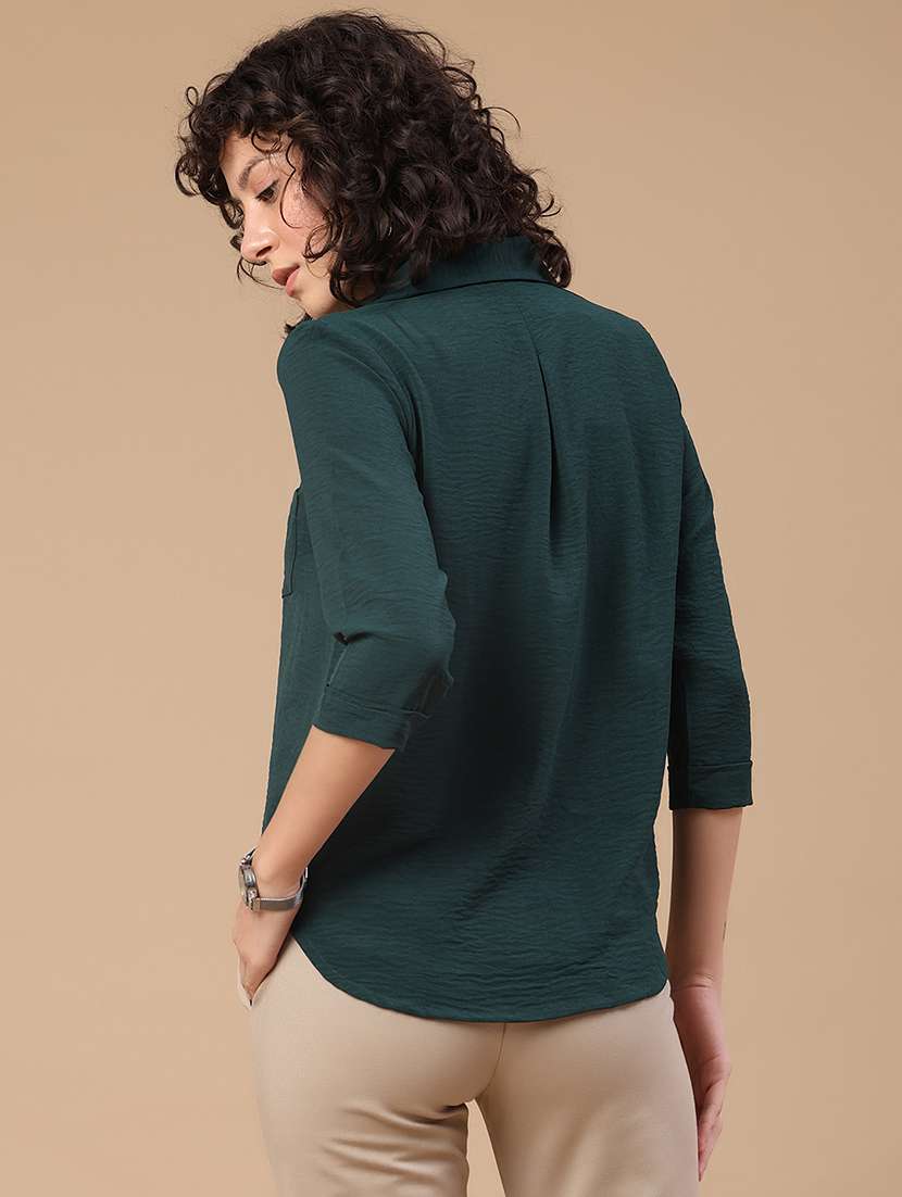 women solid collared regular shirt - 22386484 -  Standard Image - 4