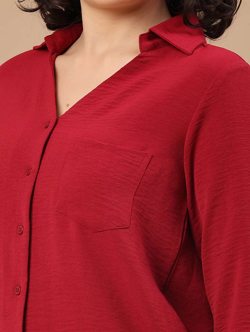 Women Solid Collared Regular Shirt - 22386485 -  Standard Image - 1