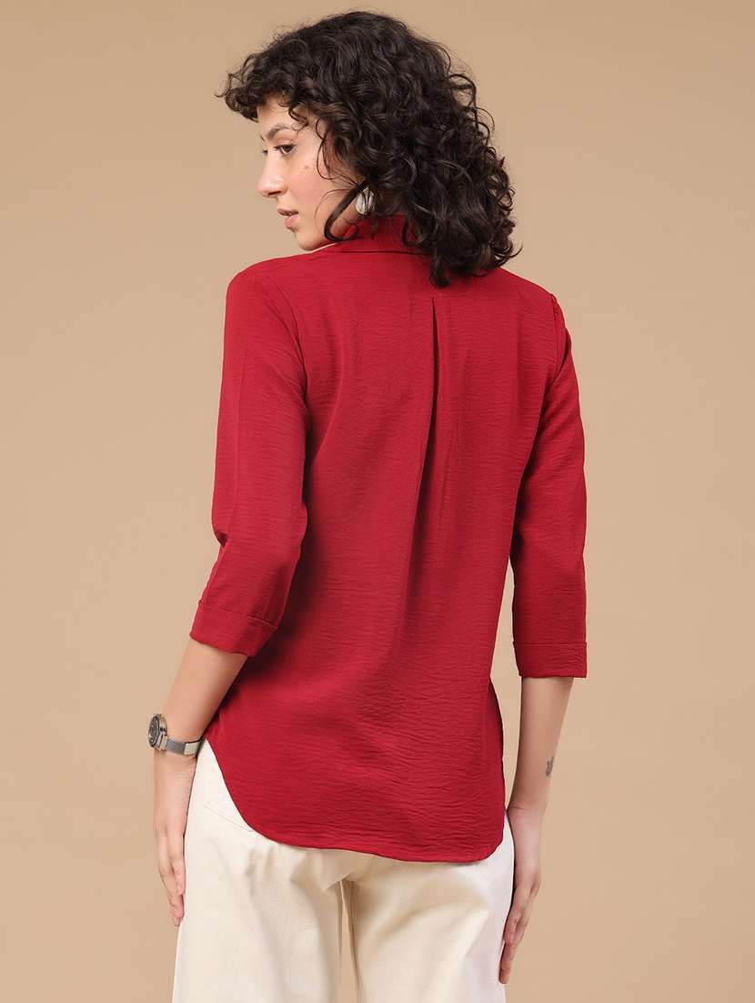 Women Solid Collared Regular Shirt - 22386485 -  Standard Image - 4