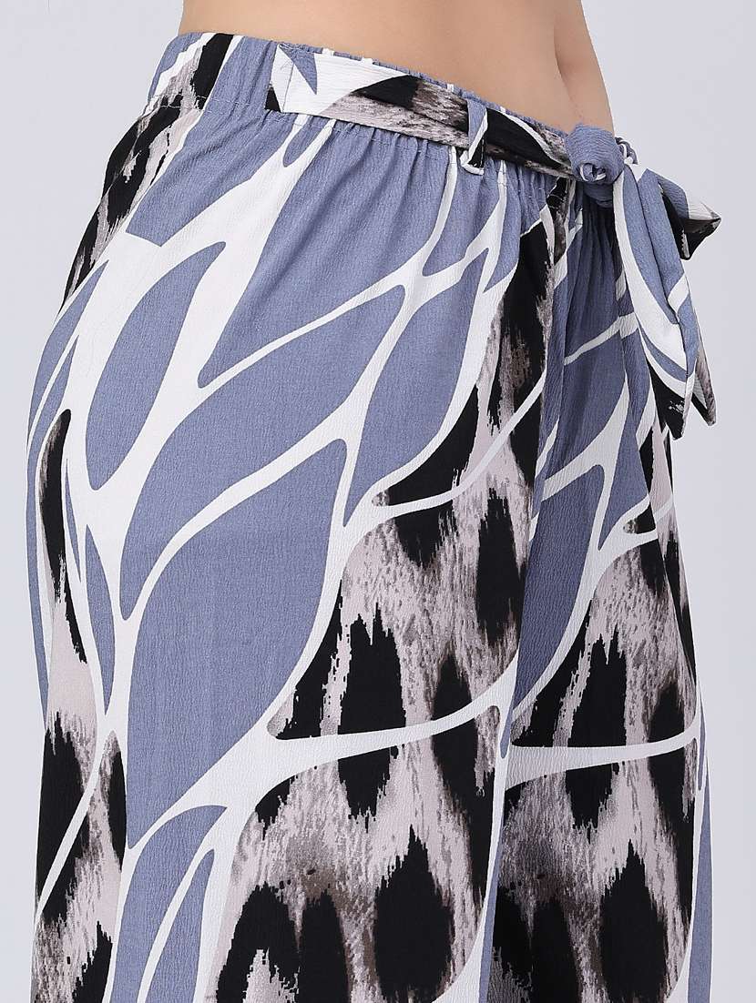 women printed mid rise wide leg trouser - 22386505 -  Standard Image - 1