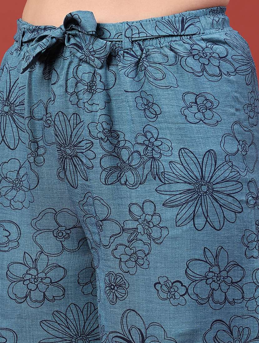 women printed mid rise wide leg trouser - 22386521 -  Standard Image - 1