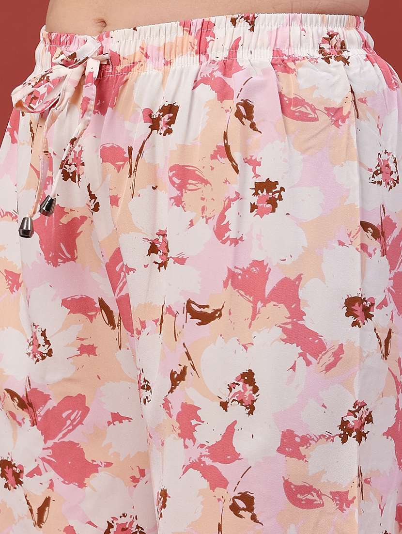 women printed mid rise wide leg trouser - 22386535 -  Standard Image - 1