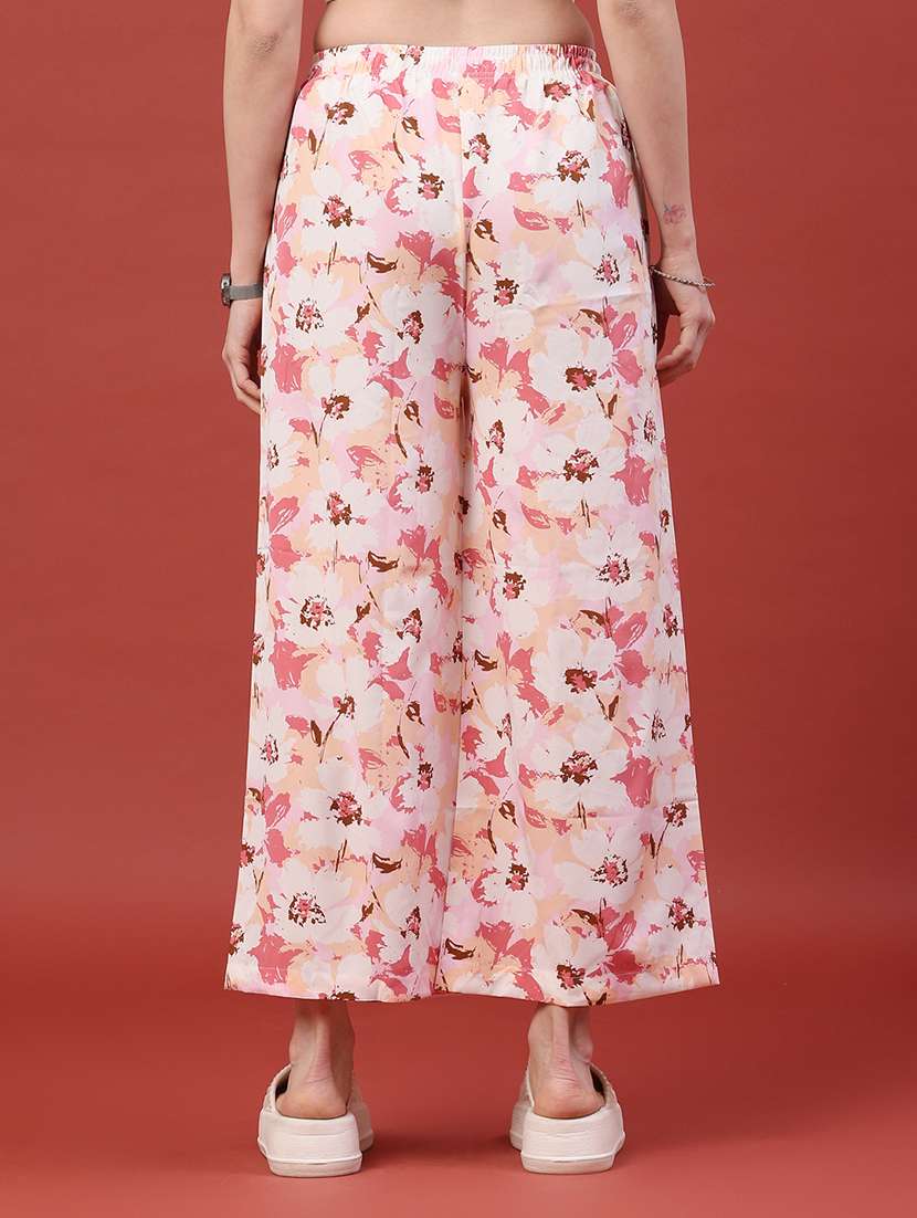 women printed mid rise wide leg trouser - 22386535 -  Standard Image - 4