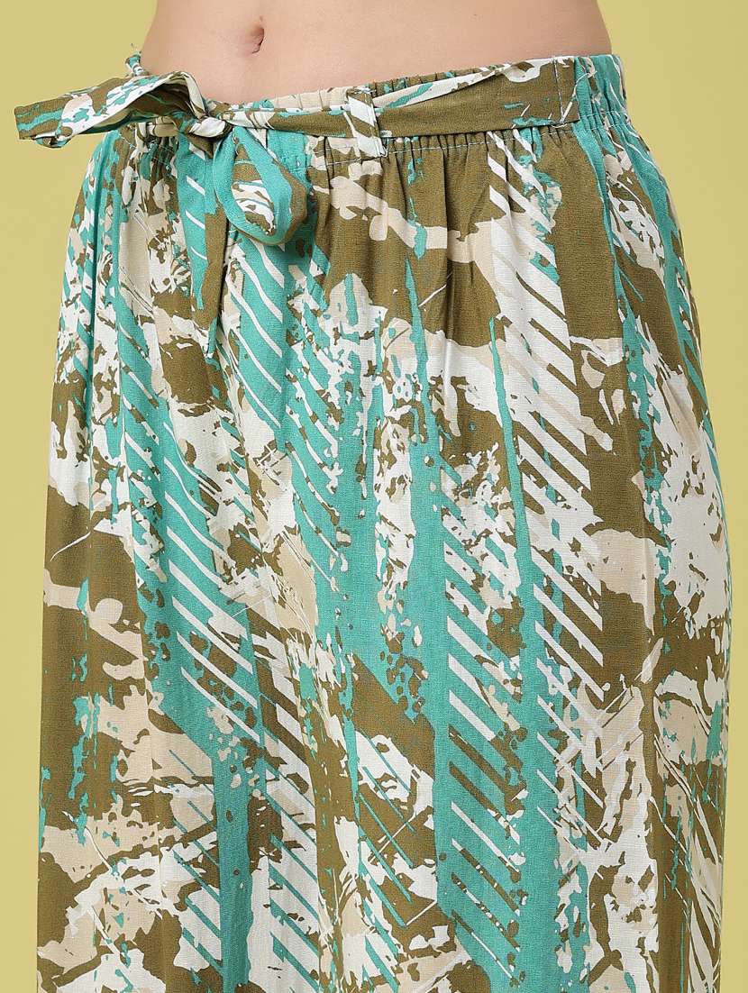 women printed mid rise wide leg trouser - 22386558 -  Standard Image - 1