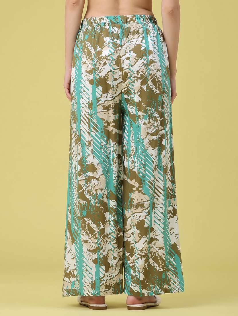 women printed mid rise wide leg trouser - 22386558 -  Standard Image - 4