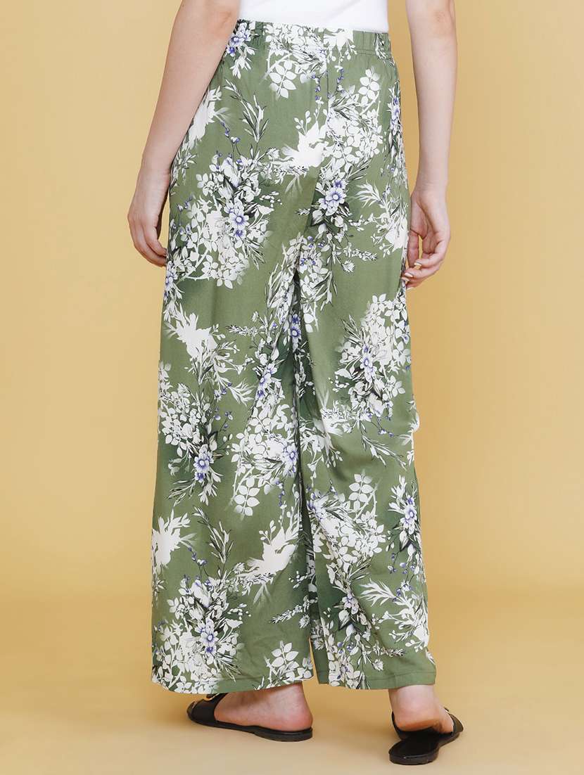 women printed mid rise wide leg trouser - 22386563 -  Standard Image - 4