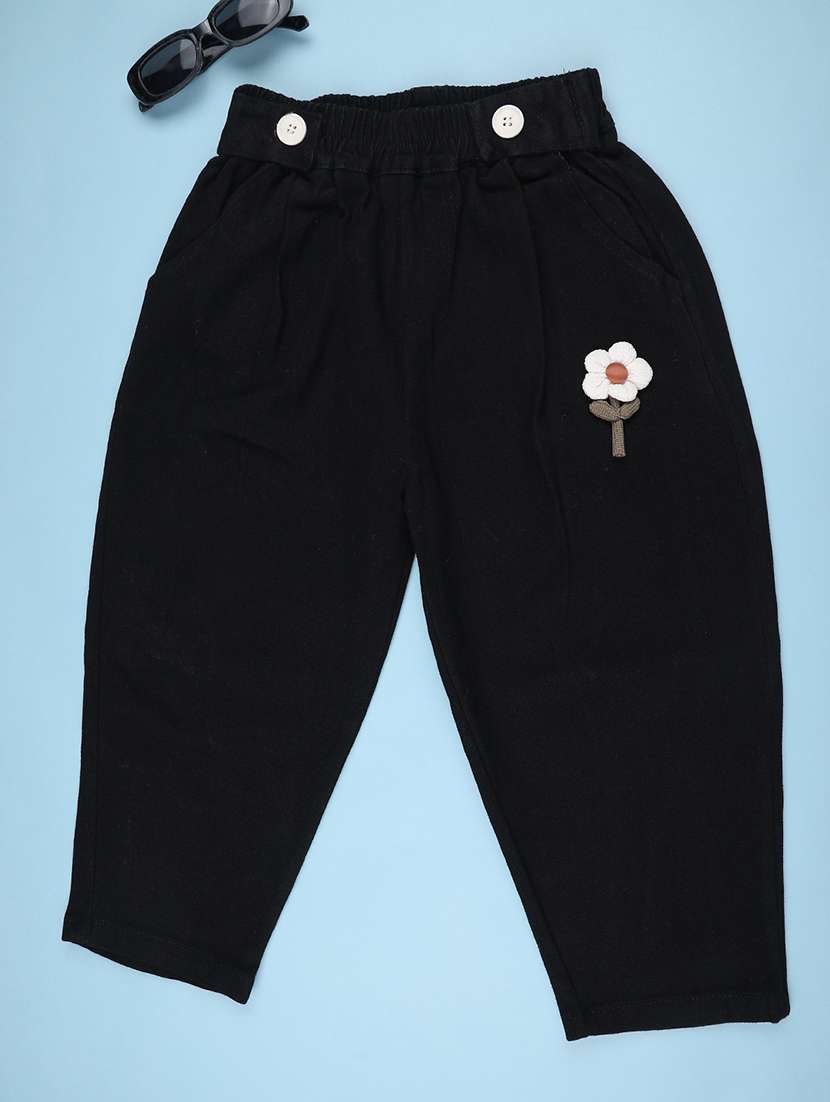 black cotton casual trouser - 22386606 -  Standard Image - 1