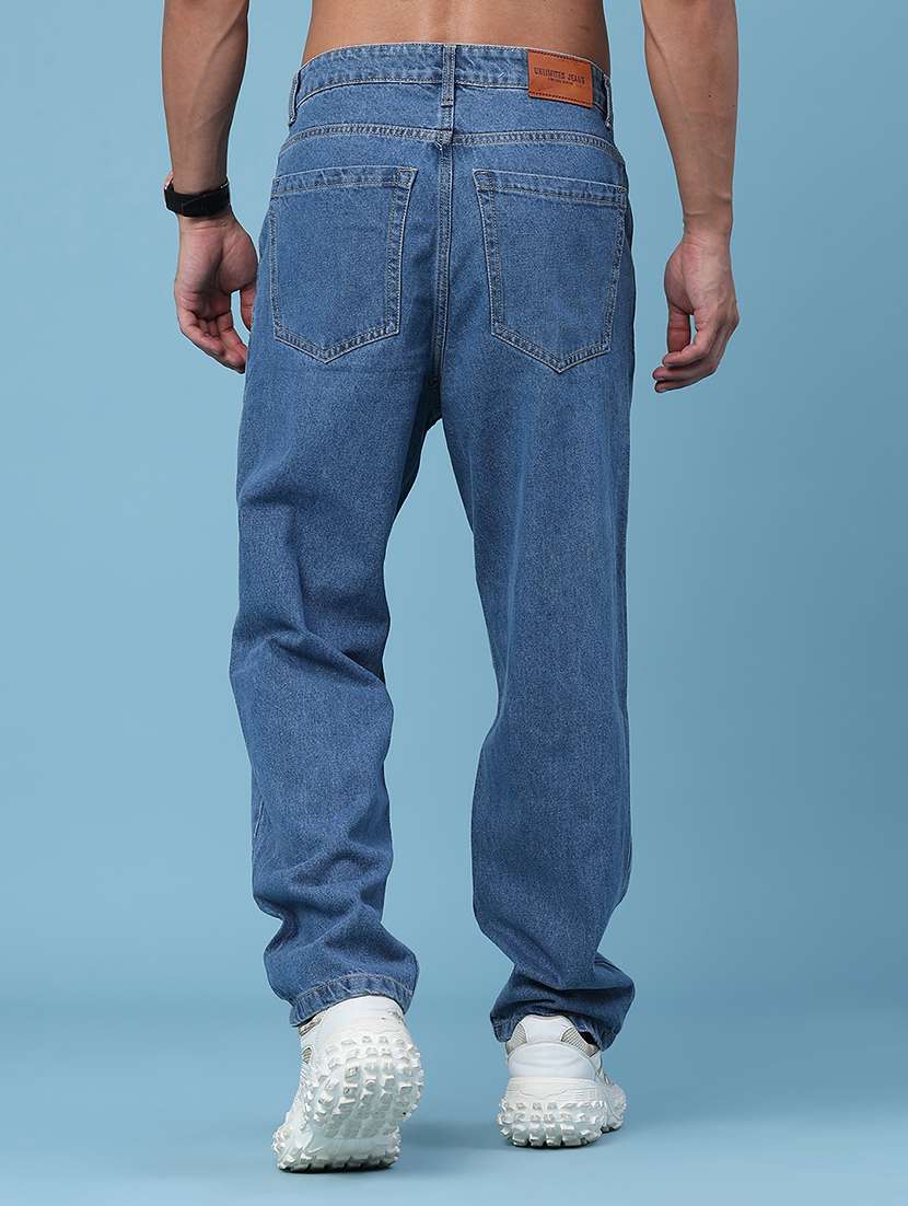 men solid mid rise baggy jeans - 22386631 -  Standard Image - 4
