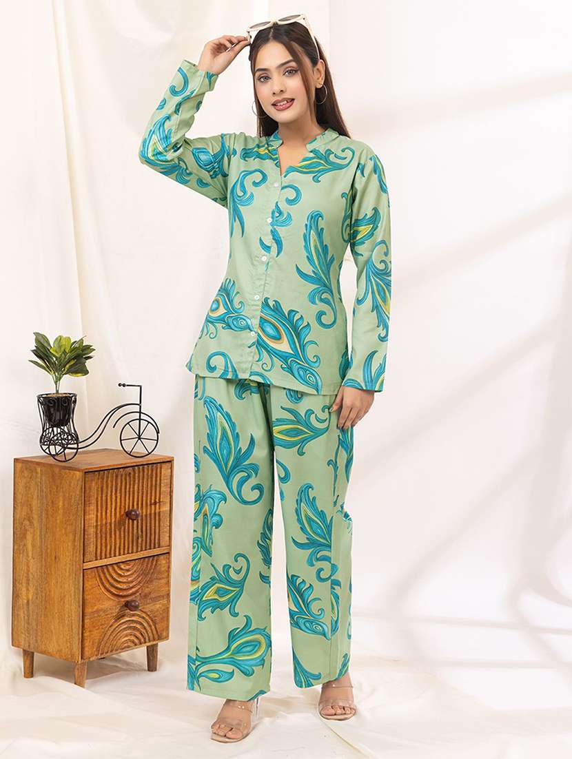 women printed top and trouser co-ord set
