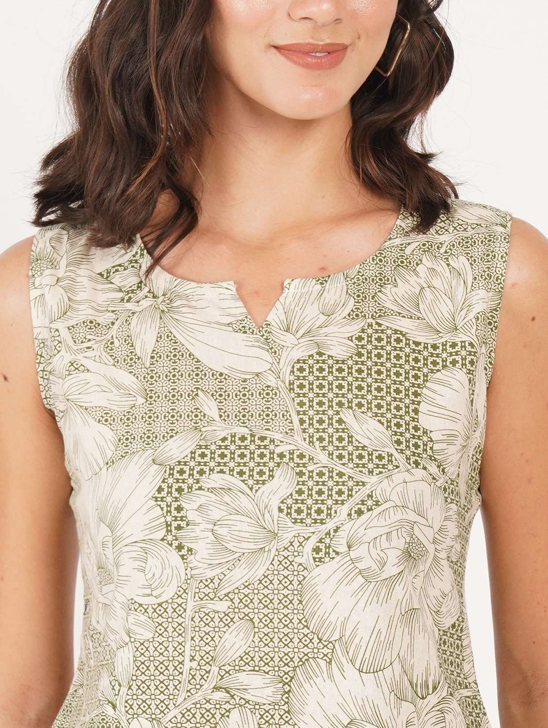 women printed notch neck straight kurti - 22386961 -  Standard Image - 1