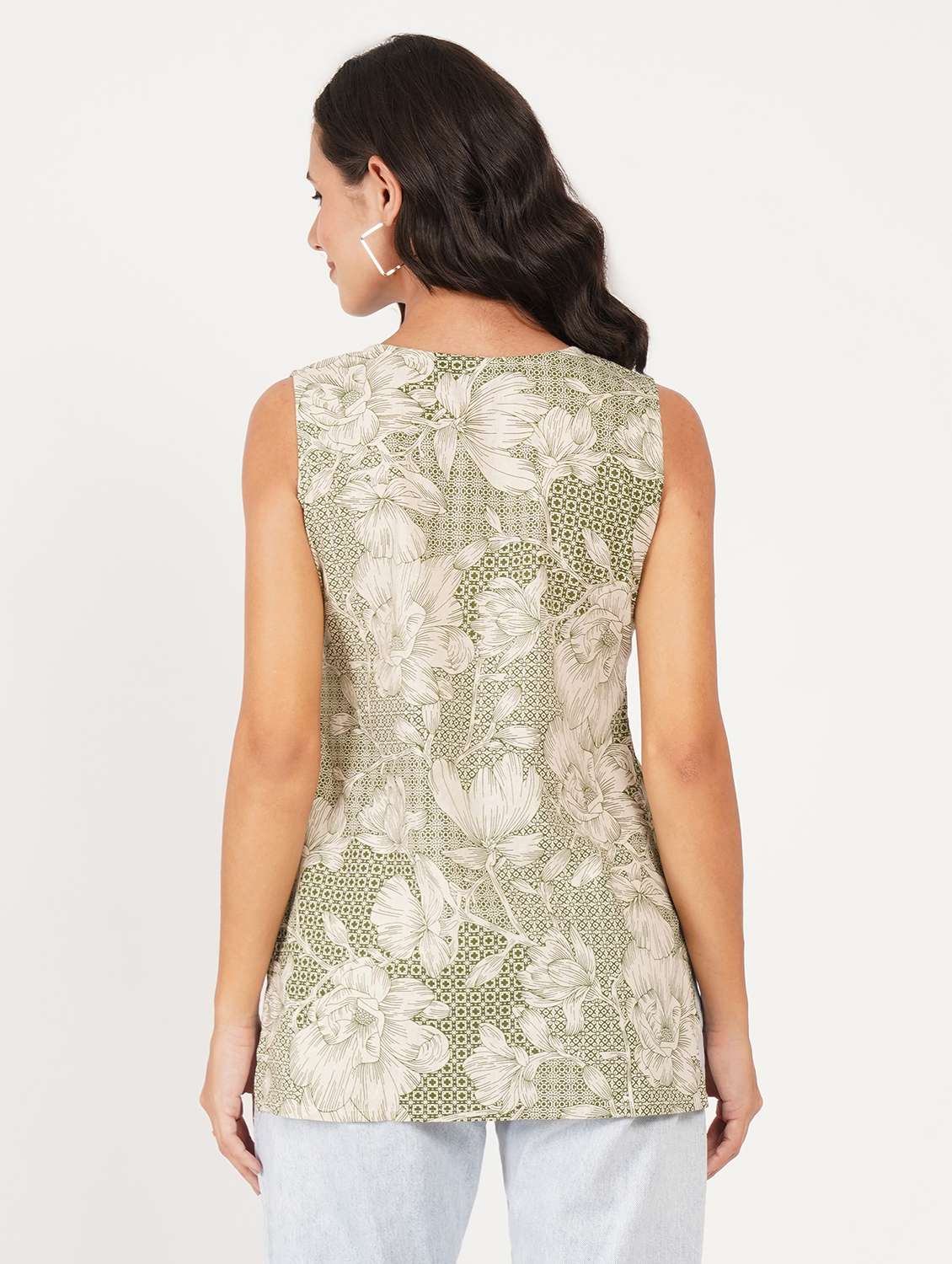 women printed notch neck straight kurti - 22386961 -  Standard Image - 4