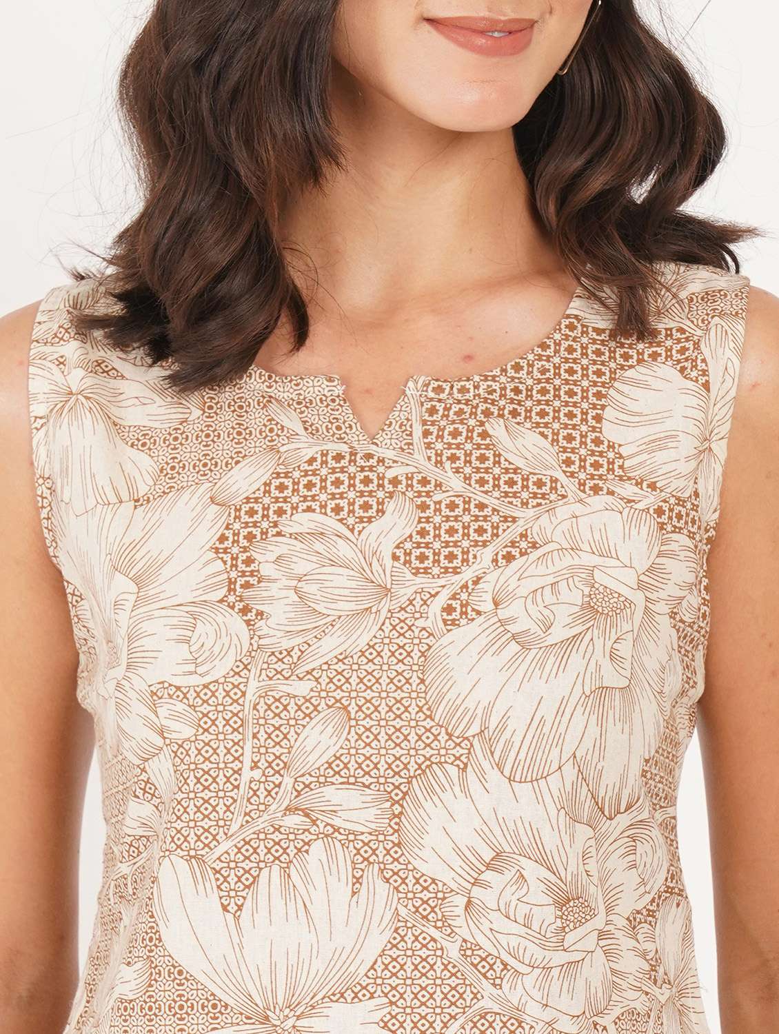 women printed notch neck straight kurti - 22386962 -  Standard Image - 1