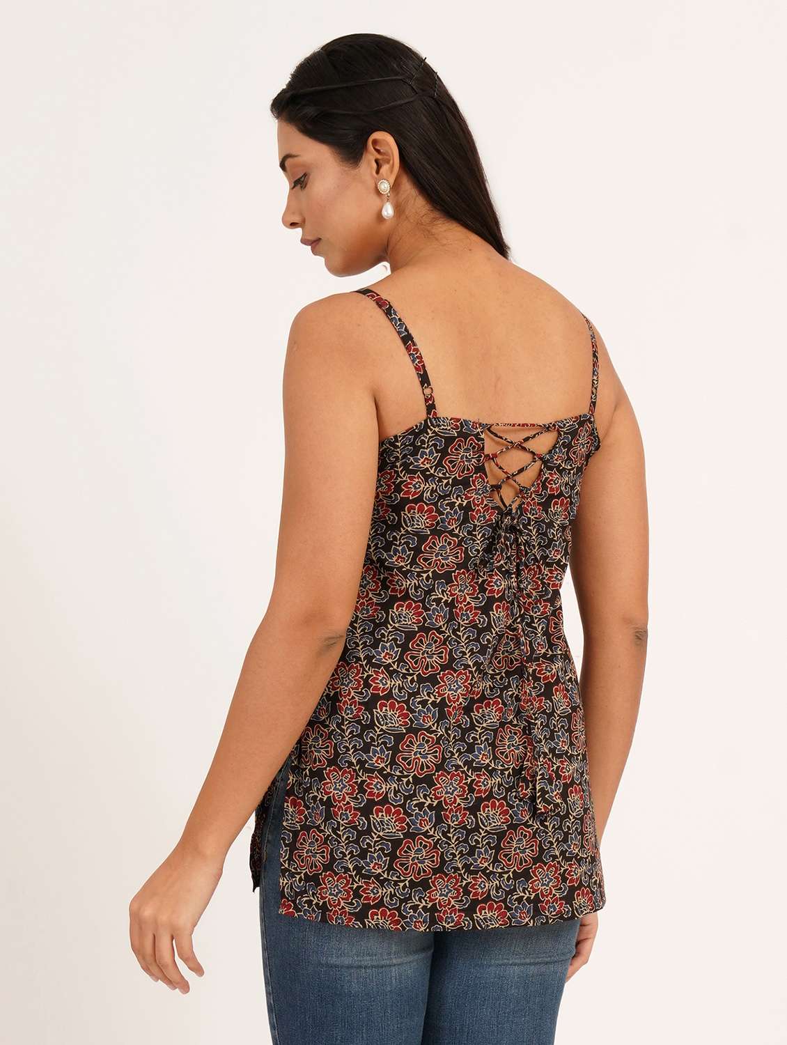 women printed shoulder strap ethnic top - 22386966 -  Standard Image - 4