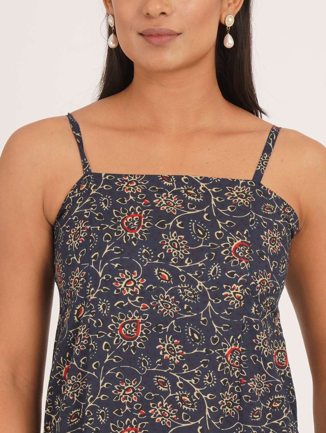 women printed shoulder strap ethnic top - 22386967 -  Standard Image - 1