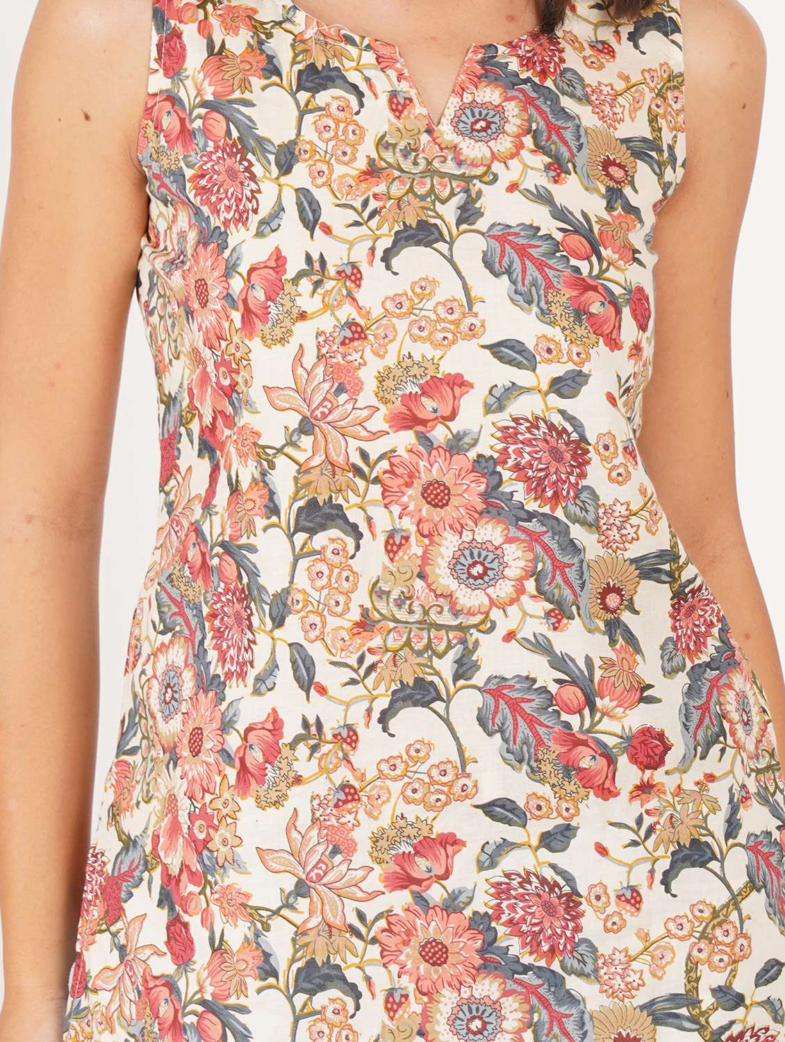 women printed notch neck straight kurti - 22386991 -  Standard Image - 1