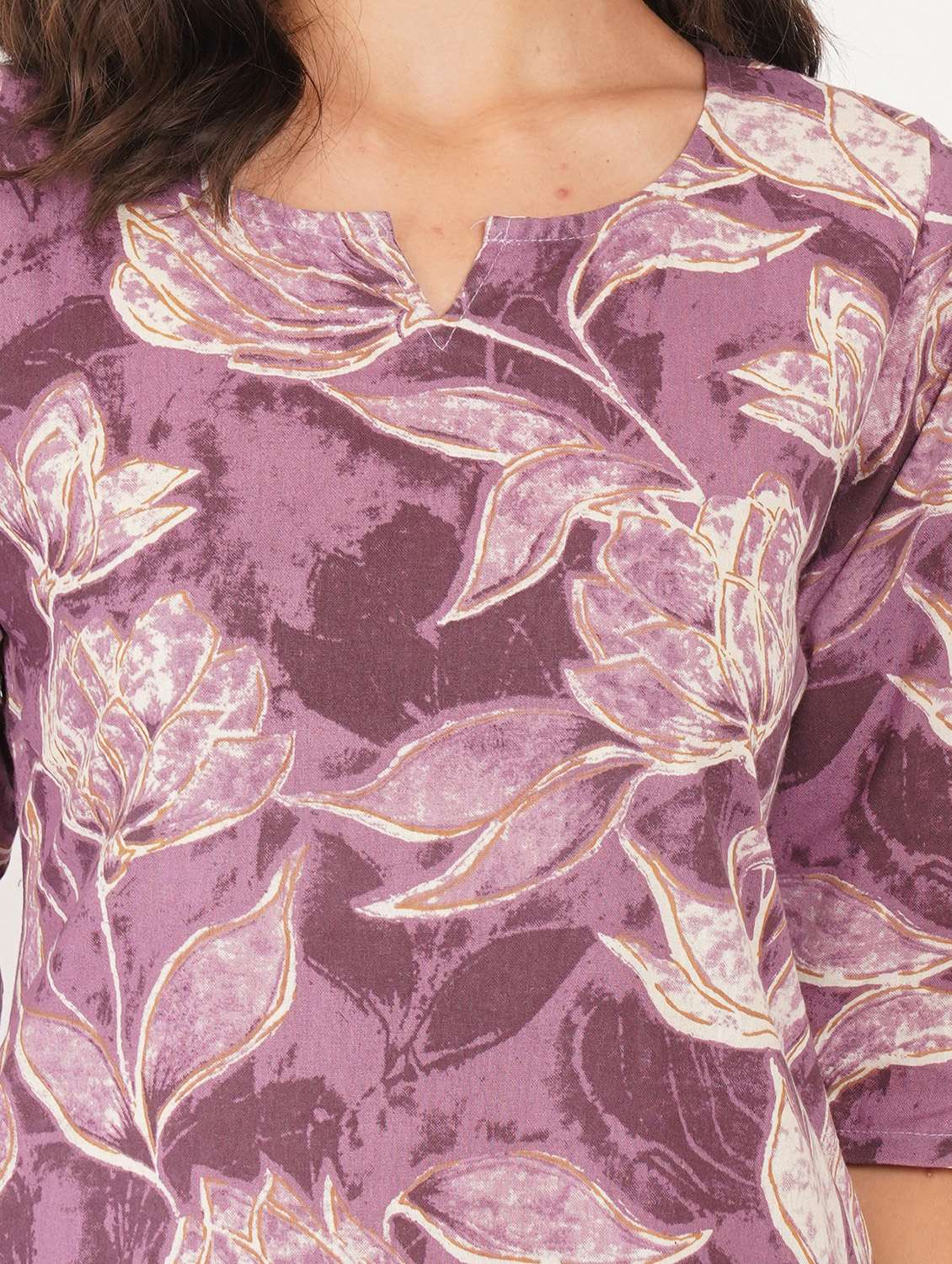 women printed three quarter sleeve straight kurti - 22387004 -  Standard Image - 1