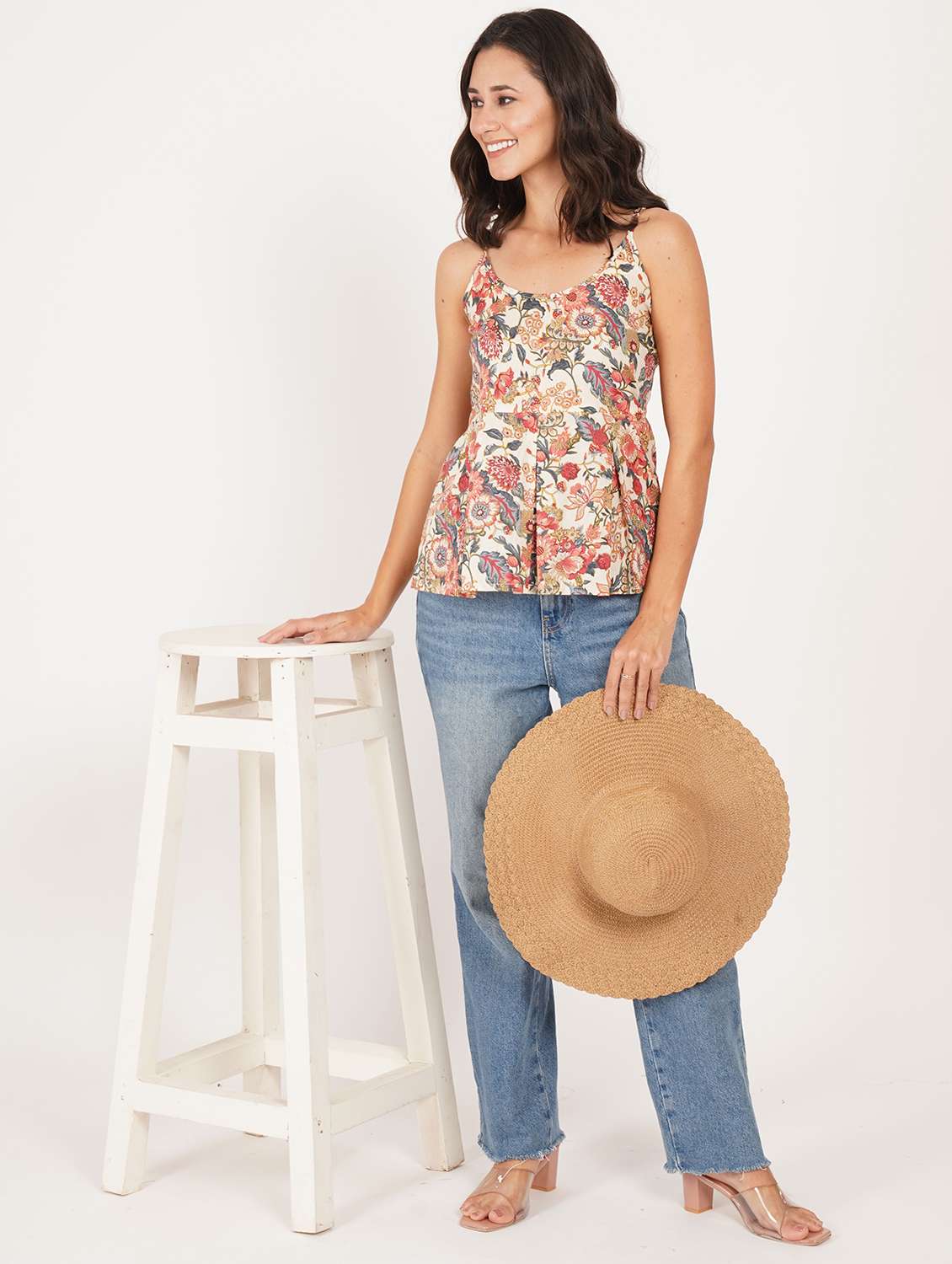 women floral printed shoulder strap ethnic top - 22387059 -  Standard Image - 4