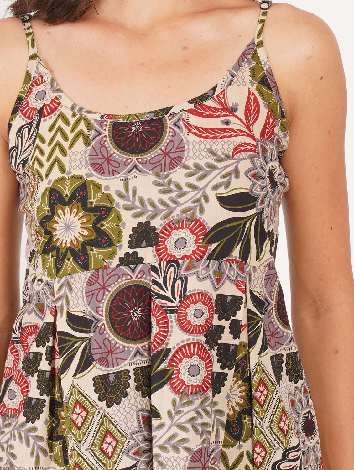 women printed shoulder strap ethnic top - 22387062 -  Standard Image - 1