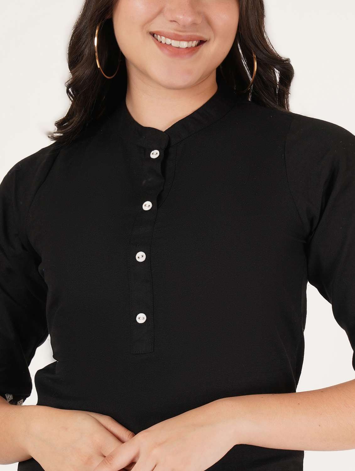 women solid three quarter sleeve ethnic top - 22387104 -  Standard Image - 1