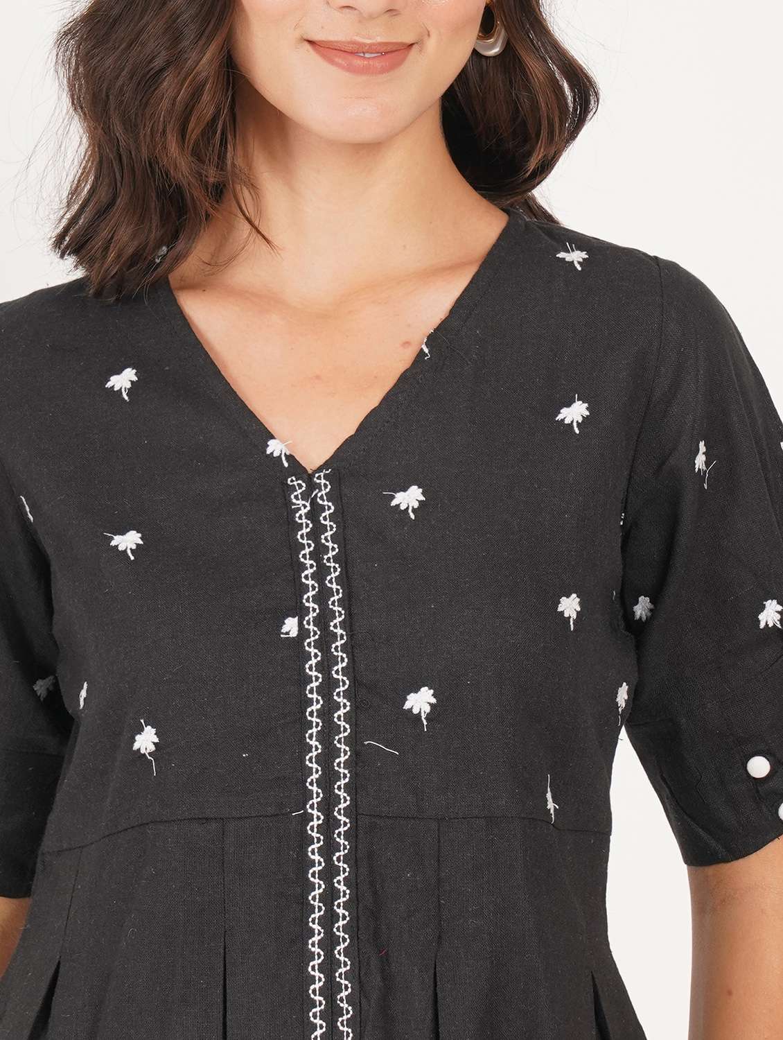 women solid with work puff sleeve ethnic top - 22387109 -  Standard Image - 1