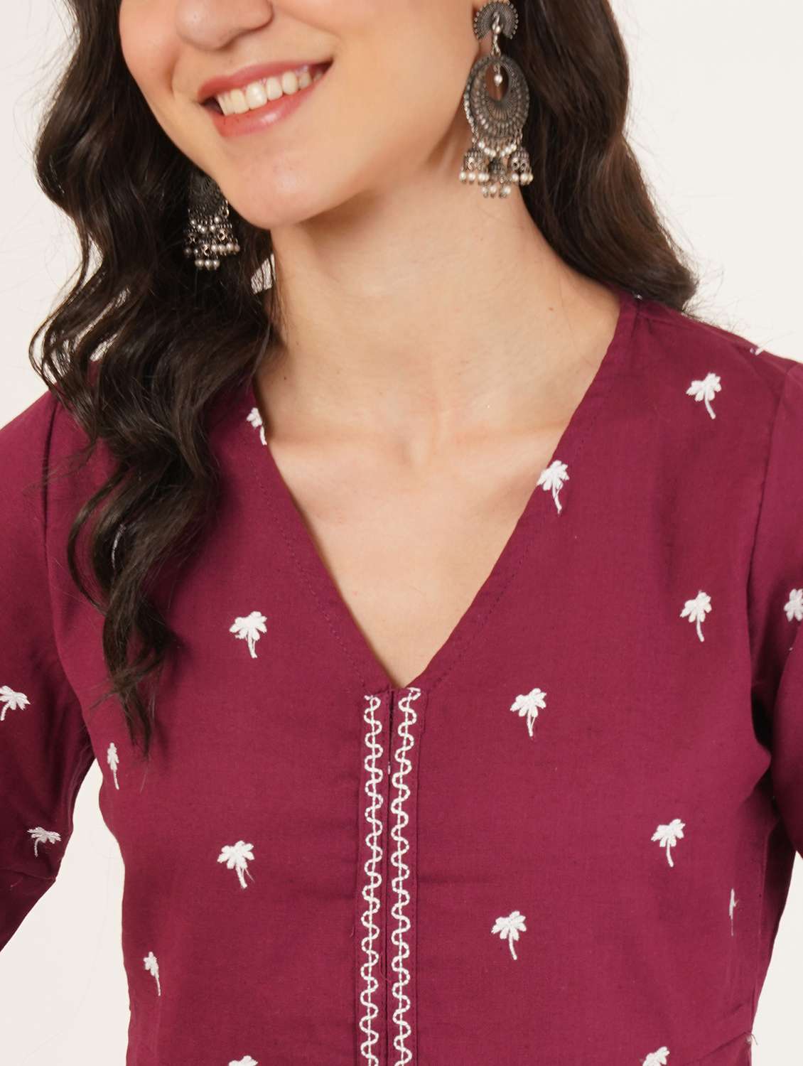 women solid with work puff sleeve ethnic top - 22387111 -  Standard Image - 1