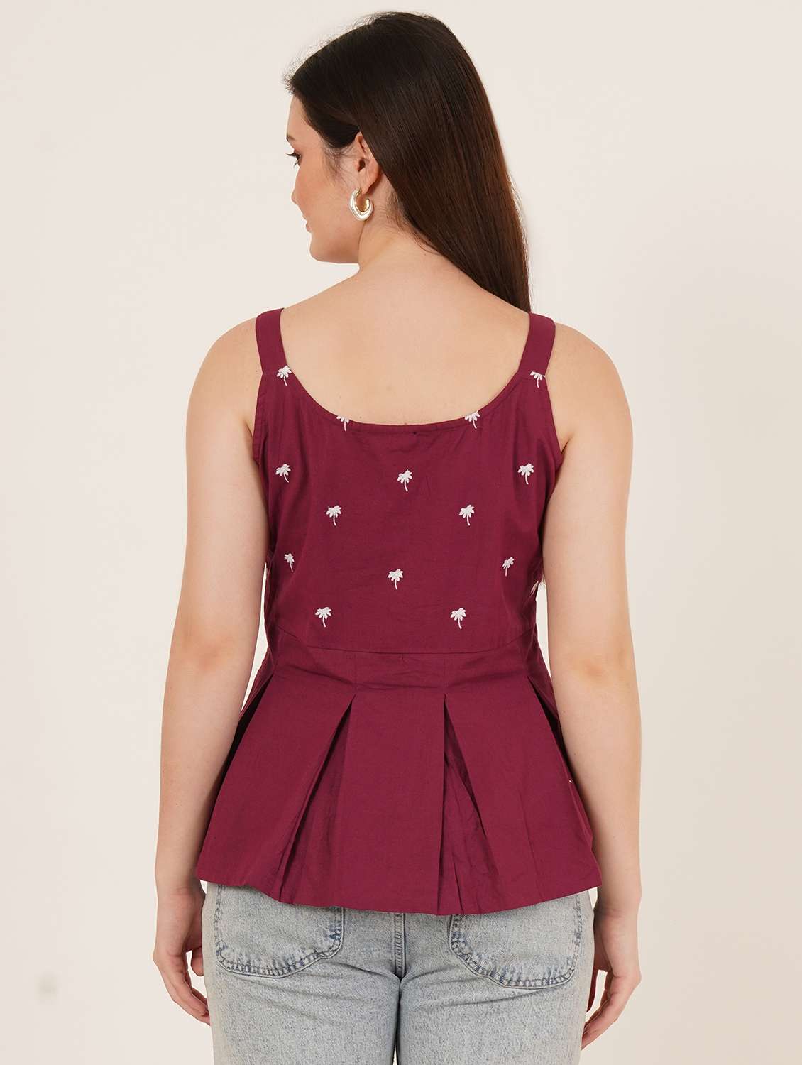 women solid with work shoulder strap ethnic top - 22387115 -  Standard Image - 4