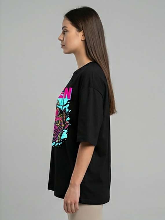 women printed short sleeve oversized t-shirt - 22387121 -  Standard Image - 1