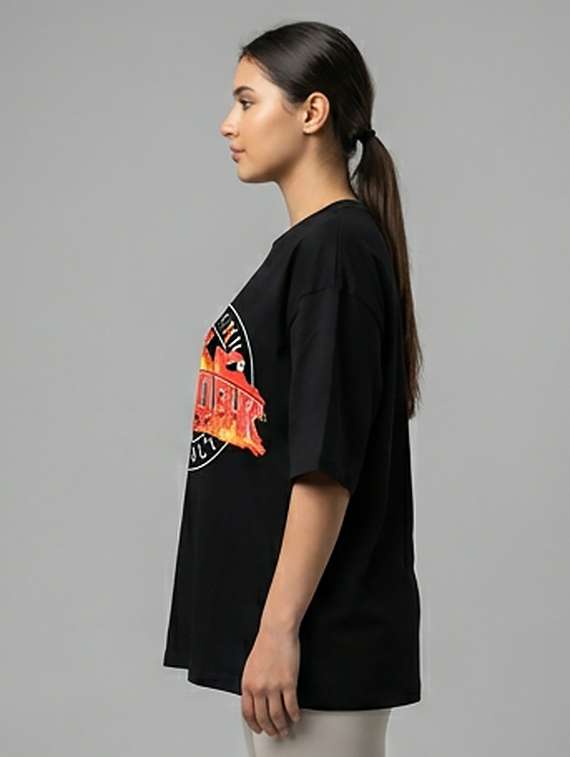 women printed short sleeve oversized t-shirt - 22387122 -  Standard Image - 1