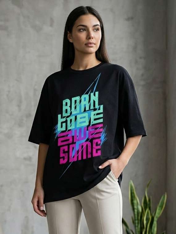 women printed short sleeve oversized t-shirt