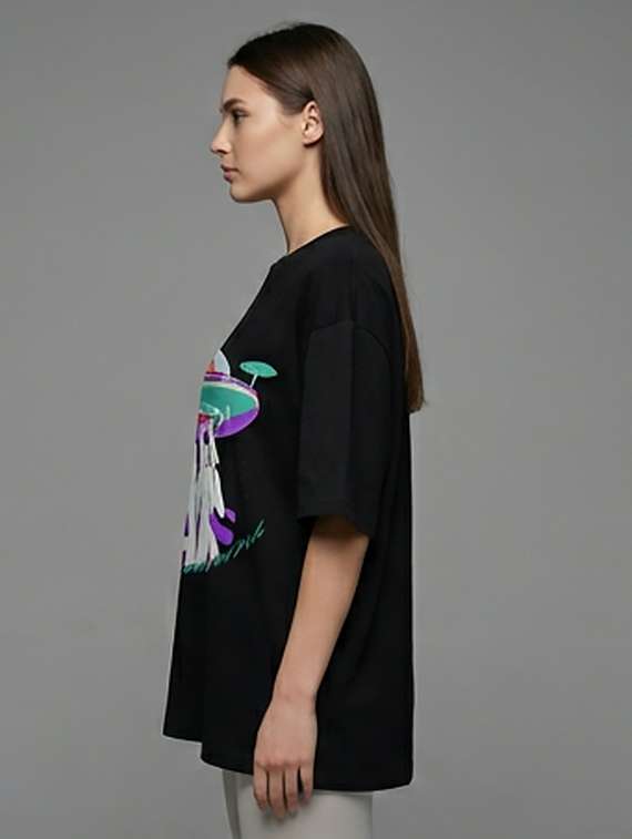 women printed short sleeve oversized t-shirt - 22387125 -  Standard Image - 1