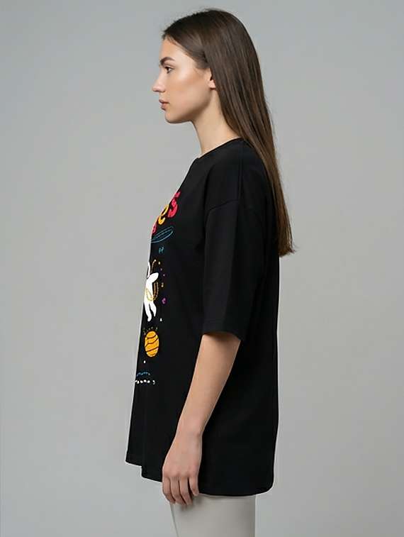 women printed short sleeve oversized t-shirt - 22387129 -  Standard Image - 1