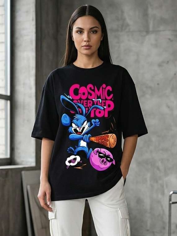 women printed short sleeve oversized t-shirt