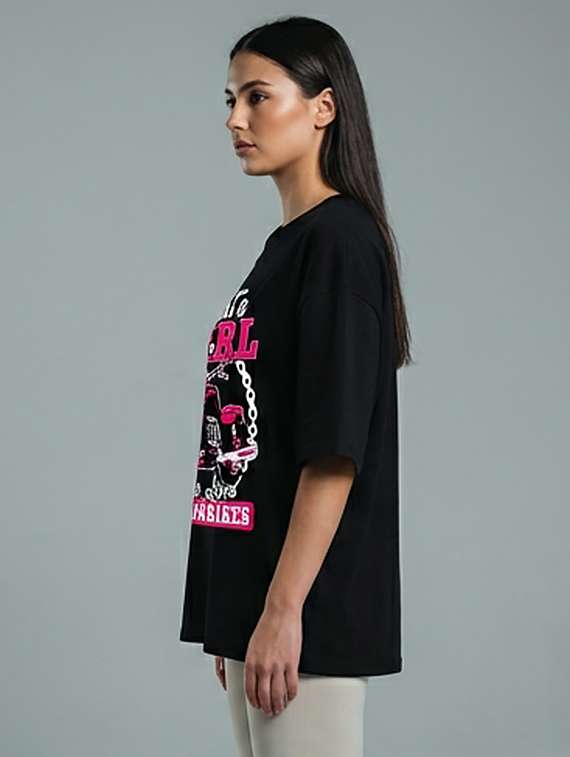women printed short sleeve oversized t-shirt - 22387140 -  Standard Image - 1