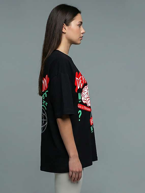 women printed short sleeve oversized t-shirt - 22387143 -  Standard Image - 1