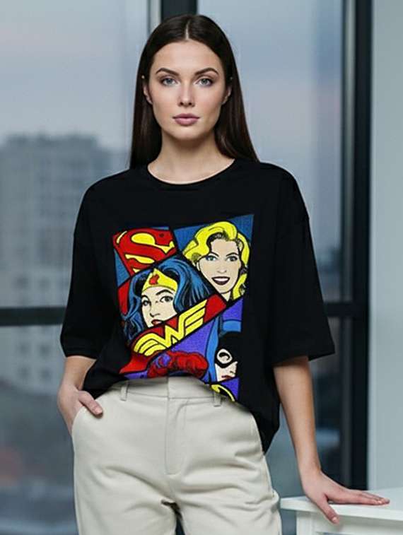 women printed short sleeve oversized t-shirt