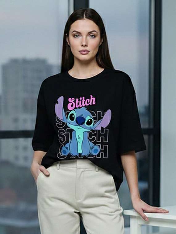 women printed short sleeve oversized t-shirt