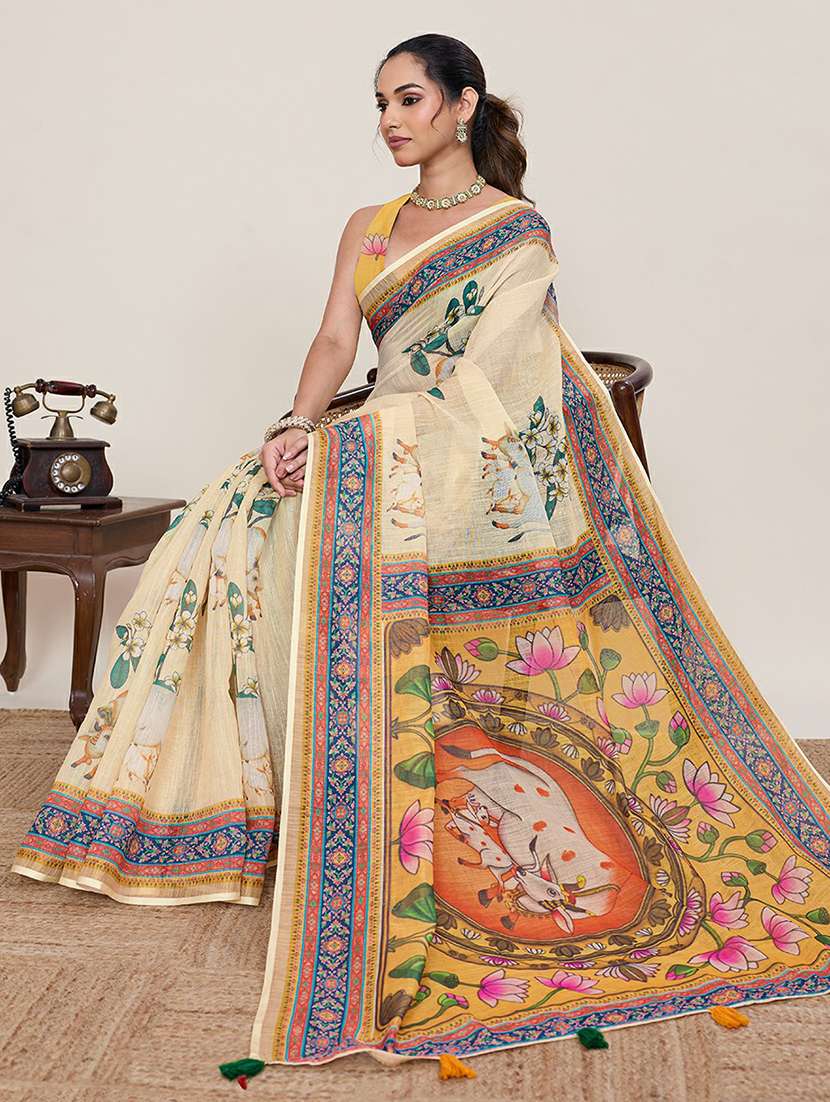 women printed casual wear saree with blouse - 22387166 -  Standard Image - 4