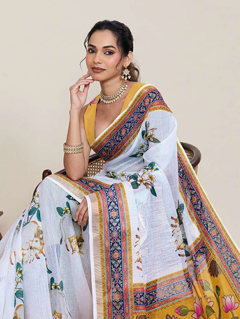 women printed casual wear saree with blouse - 22387170 -  Standard Image - 1